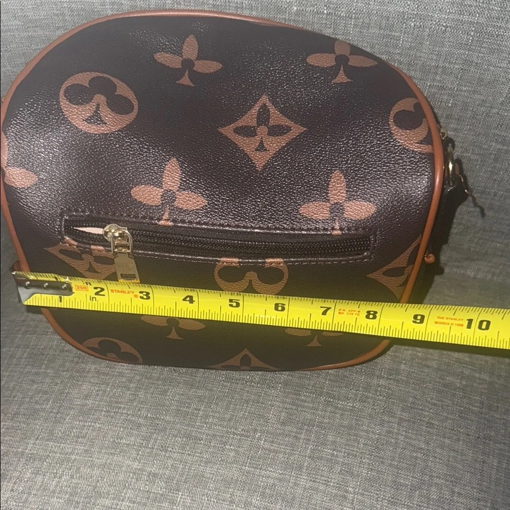 Vegan Leather Brown and Tan Monogram Crossbody Bag-NWOT - Picture 7 of 8